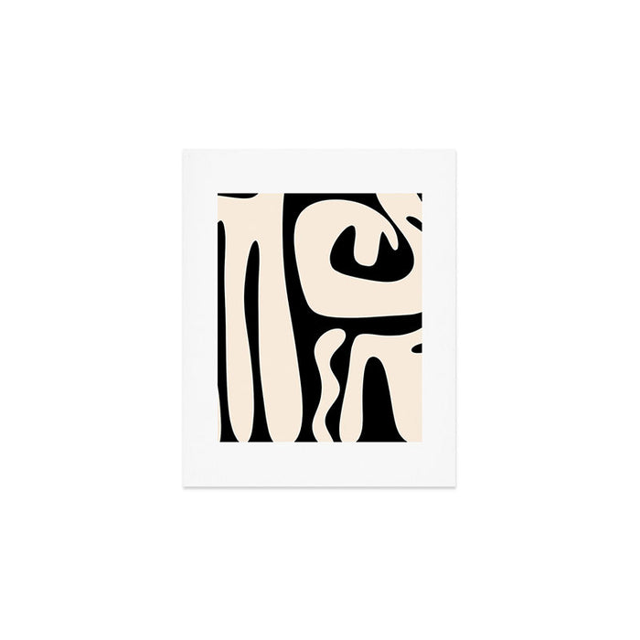 Mid Century Modern Abstract Kwaito Pattern in Black and Cream Art Print Gallery Image 1