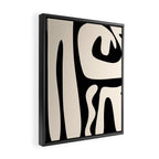 Mid Century Modern Abstract Kwaito Pattern in Black and Cream Framed Canvas Print Gallery Image 2