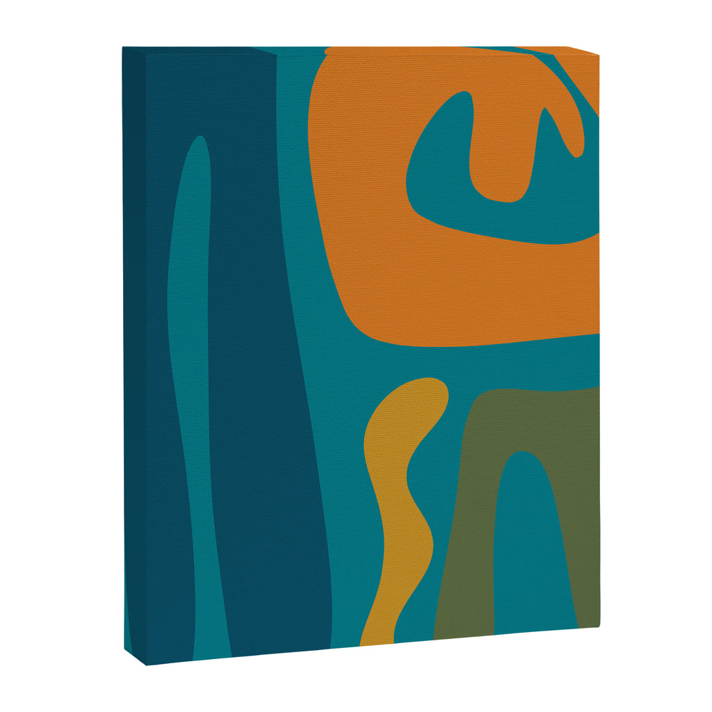 Mid Century Modern Abstract Kwaito Pattern in Moroccan Teal Orange Olive Canvas Print Gallery Image 8