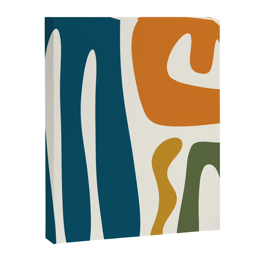 Mid Century Modern Abstract Kwaito Pattern in Moroccan Teal Orange Olive Cream Canvas Print Gallery Image 8