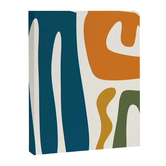 Mid Century Modern Abstract Kwaito Pattern in Moroccan Teal Orange Olive Cream Canvas Print Gallery Image 1