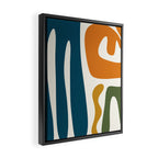 Mid Century Modern Abstract Kwaito Pattern in Moroccan Teal Orange Olive Cream Framed Canvas Print Gallery Image 2
