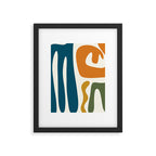 Mid Century Modern Abstract Kwaito Pattern in Moroccan Teal Orange Olive Cream Framed Art Print Gallery Image 6