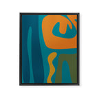 Mid Century Modern Abstract Kwaito Pattern in Moroccan Teal Orange Olive Framed Canvas Print Gallery Image 8