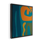 Mid Century Modern Abstract Kwaito Pattern in Moroccan Teal Orange Olive Framed Canvas Print Gallery Image 2