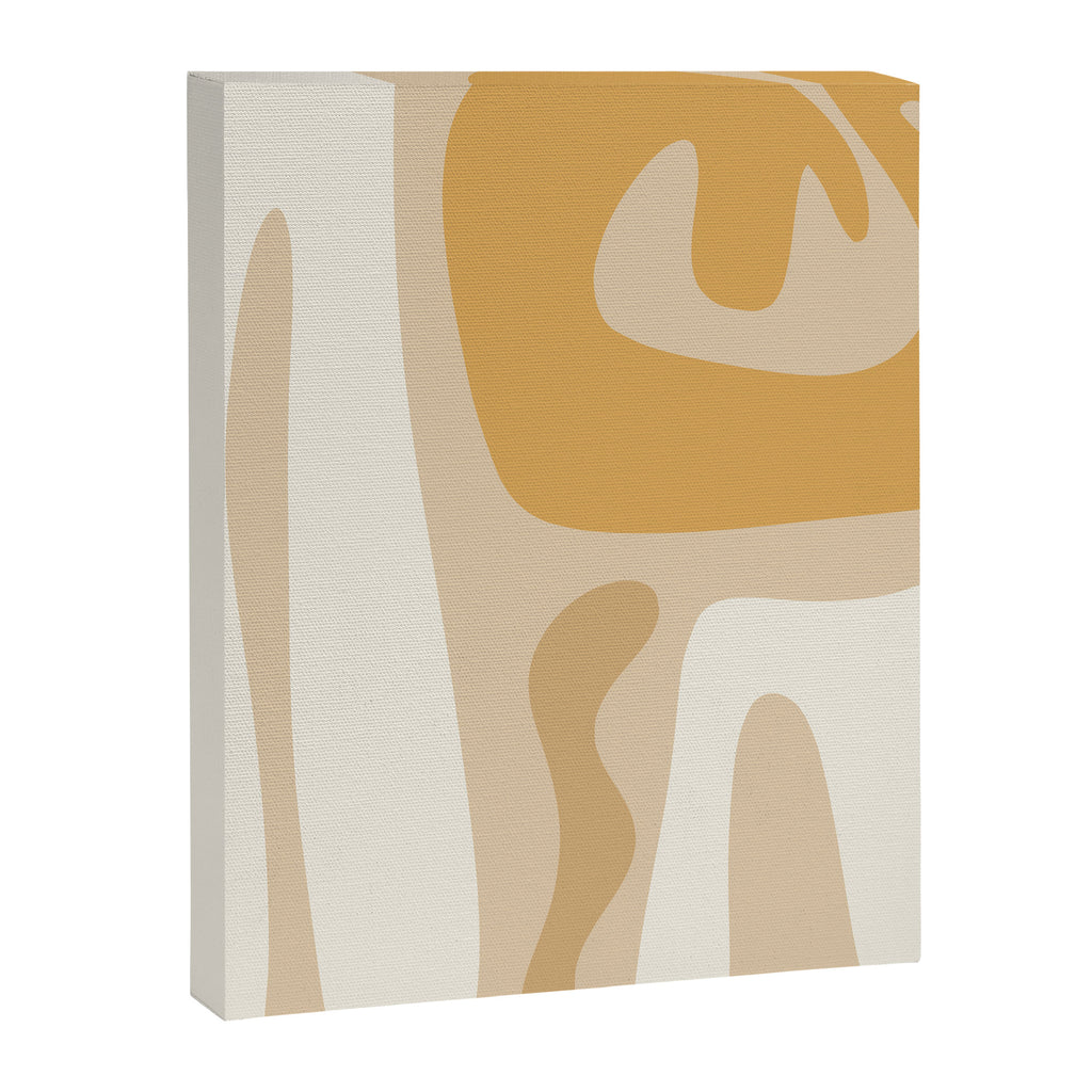 Mid Century Modern Abstract Kwaito Pattern in Muted Mustard Gold and Neutral Beige Canvas Print Gallery Image 8
