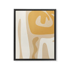 Mid Century Modern Abstract Kwaito Pattern in Muted Mustard Gold and Neutral Beige Framed Canvas Print Gallery Image 8