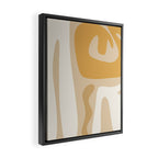 Mid Century Modern Abstract Kwaito Pattern in Muted Mustard Gold and Neutral Beige Framed Canvas Print Gallery Image 2