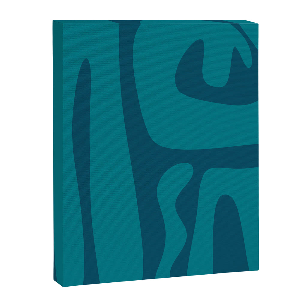 Mid Century Modern Abstract Kwaito Pattern in Teal Blue Tones Canvas Print Gallery Image 8