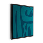 Mid Century Modern Abstract Kwaito Pattern in Teal Blue Tones Framed Canvas Print Gallery Image 2