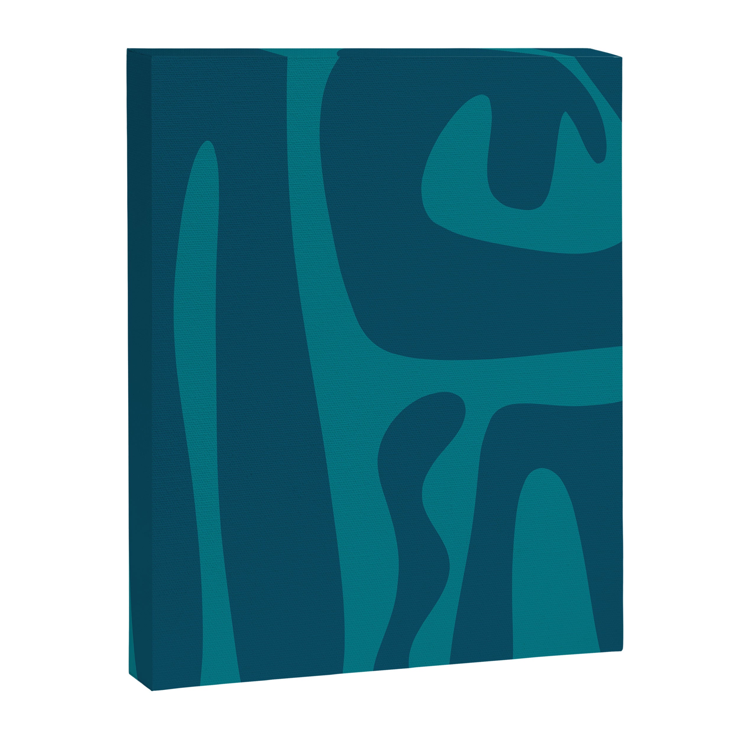 Mid Century Modern Abstract Kwaito Pattern in Teal Blue Tones Canvas Print Gallery Image 8