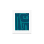Mid Century Modern Abstract Kwaito Pattern in Teal Blue Tones Art Print Gallery Image 1