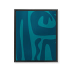 Mid Century Modern Abstract Kwaito Pattern in Teal Blue Tones Framed Canvas Print Gallery Image 8