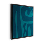 Mid Century Modern Abstract Kwaito Pattern in Teal Blue Tones Framed Canvas Print Gallery Image 2