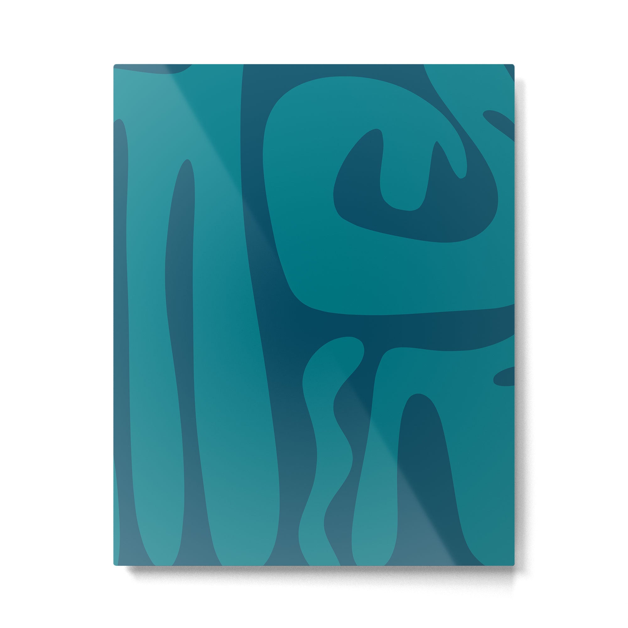 Mid Century Modern Abstract Kwaito Pattern in Teal Blue Tones Metal Print Gallery Image 6