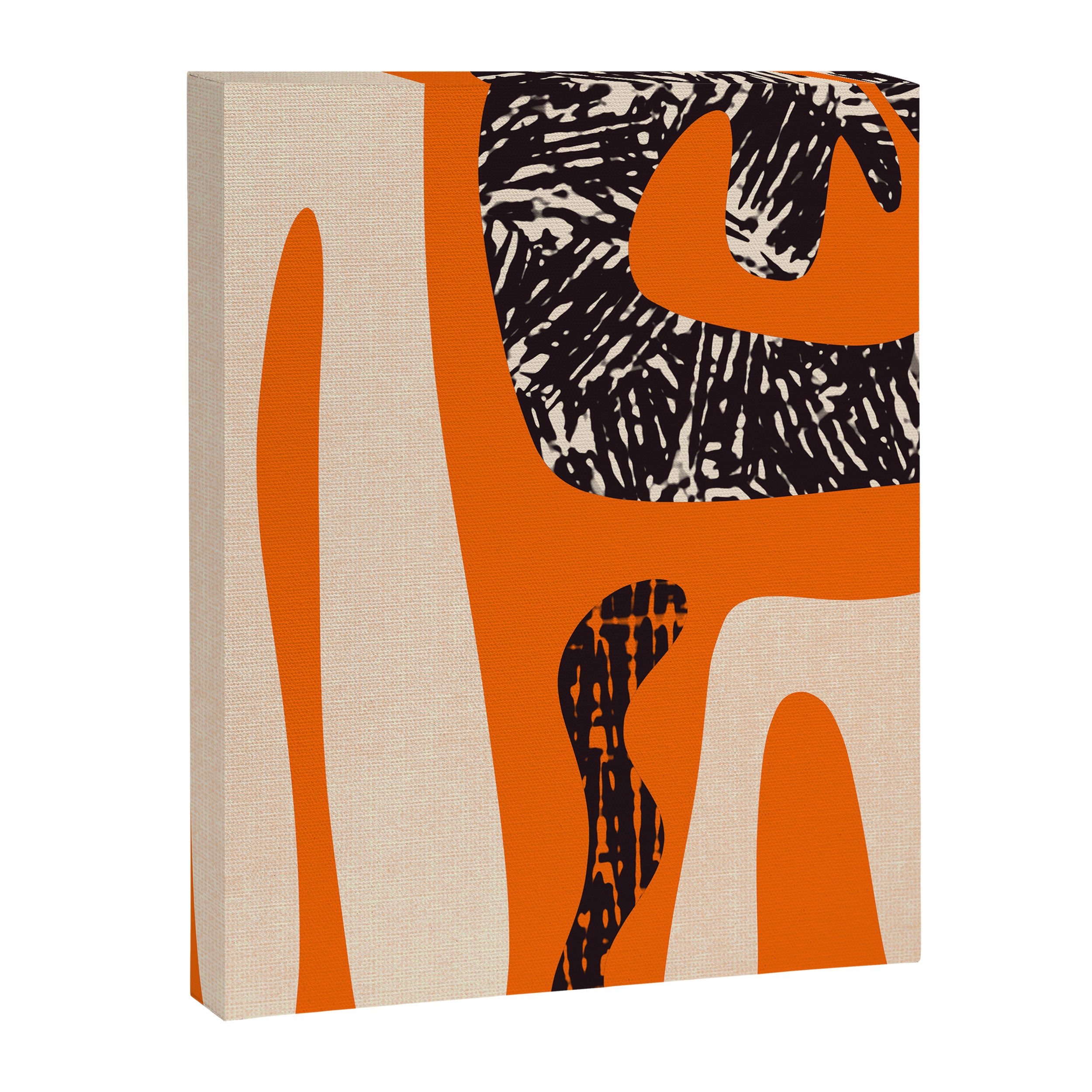 Mid Century Modern Abstract Kwaito Textured Pattern Orange Black Cream Canvas Print Gallery Image 8