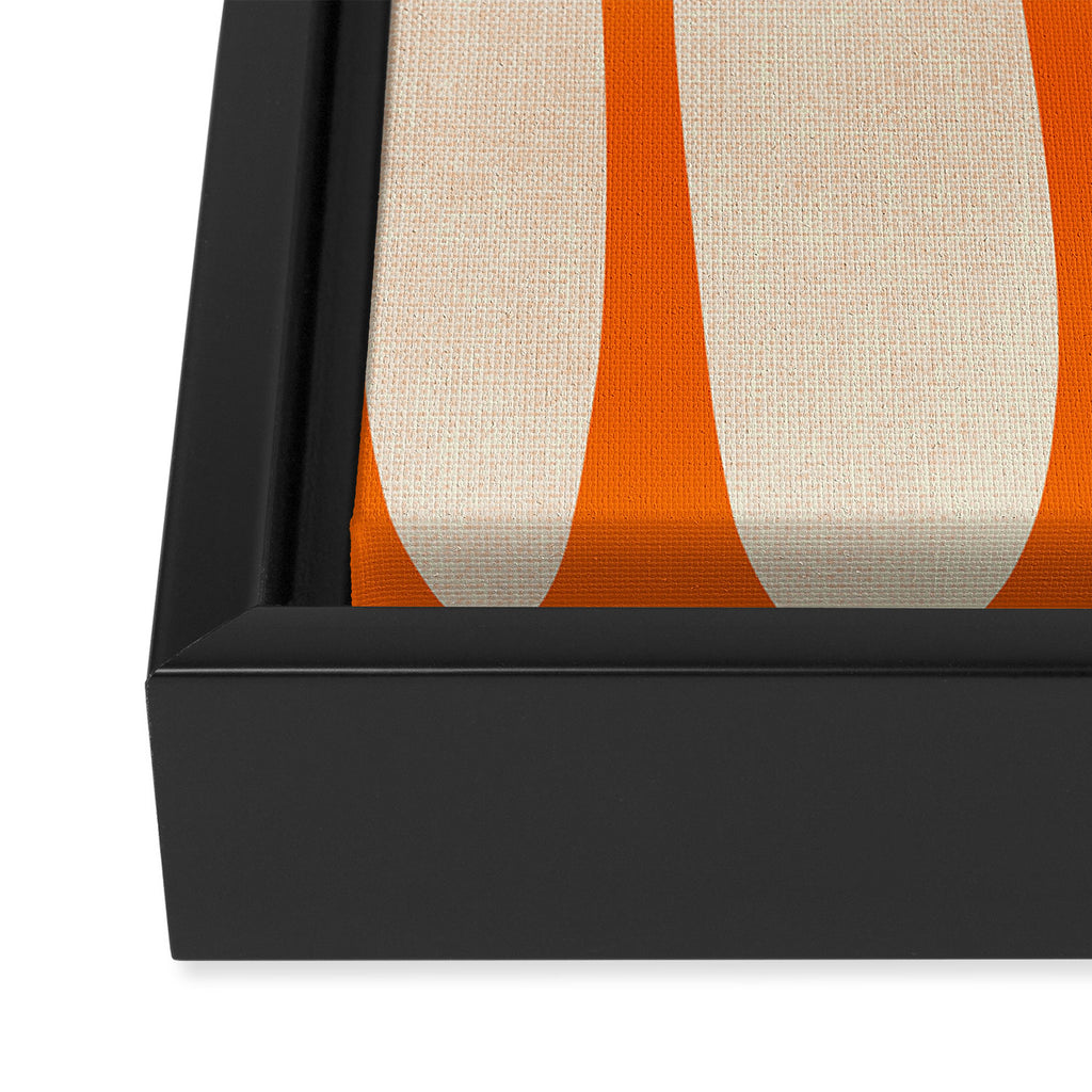 Mid Century Modern Abstract Kwaito Textured Pattern Orange Black Cream Framed Canvas Print Gallery Image 3