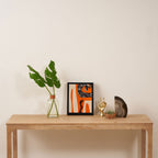 Mid Century Modern Abstract Kwaito Textured Pattern Orange Black Cream Framed Canvas Print Gallery Image 4
