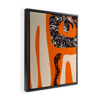 Mid Century Modern Abstract Kwaito Textured Pattern Orange Black Cream Framed Canvas Print Gallery Image 2