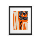 Mid Century Modern Abstract Kwaito Textured Pattern Orange Black Cream Framed Art Print Gallery Image 6