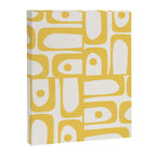 Mid Century Modern Abstract Lemon Yellow and Off White Piquet Multi Pattern  Canvas Print Gallery Image 8