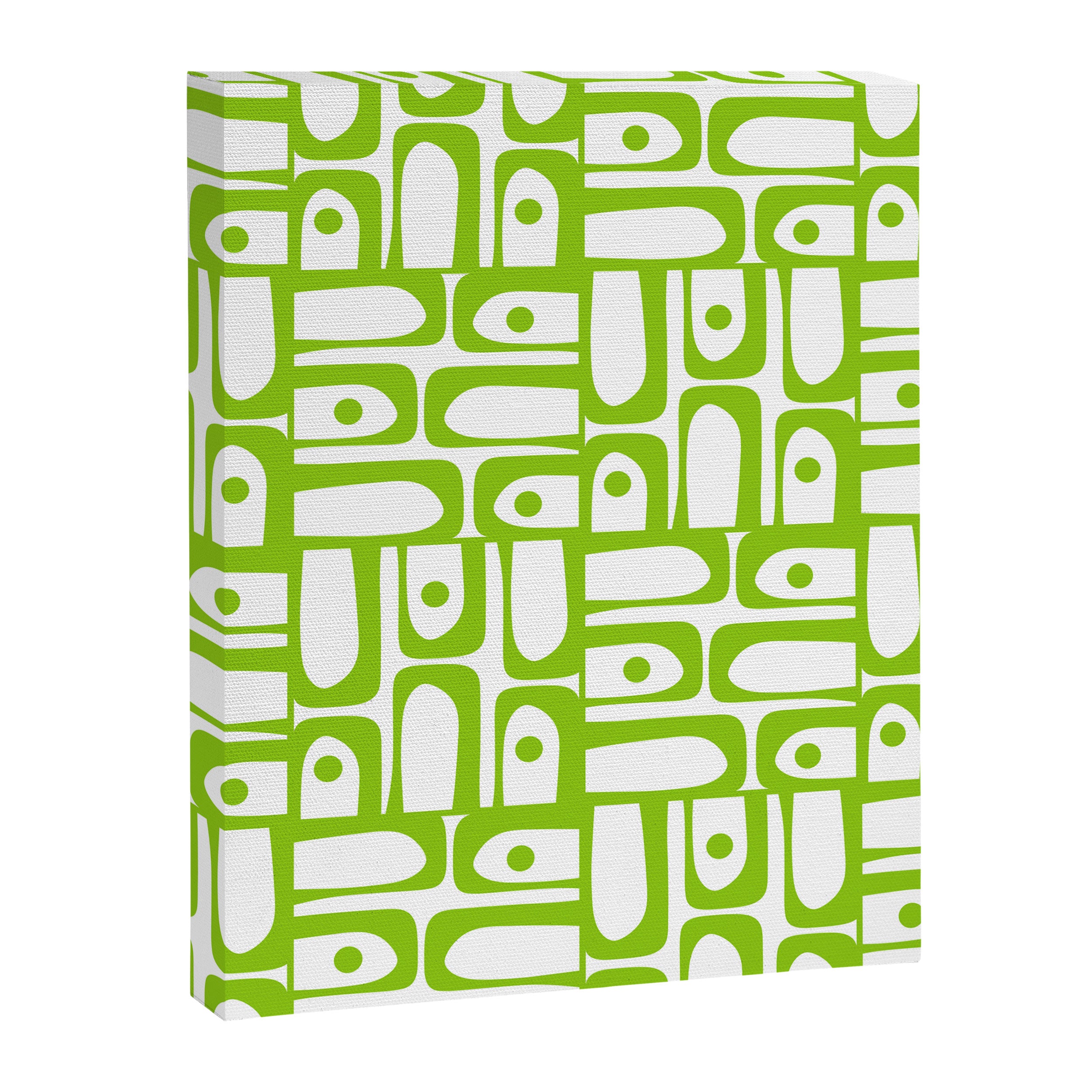 Mid Century Modern Abstract Lime Green and White Piquet Multi Pattern Canvas Print Gallery Image 8