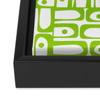 Mid Century Modern Abstract Lime Green and White Piquet Multi Pattern Framed Canvas Print Gallery Image 3
