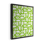 Mid Century Modern Abstract Lime Green and White Piquet Multi Pattern Framed Canvas Print Gallery Image 2