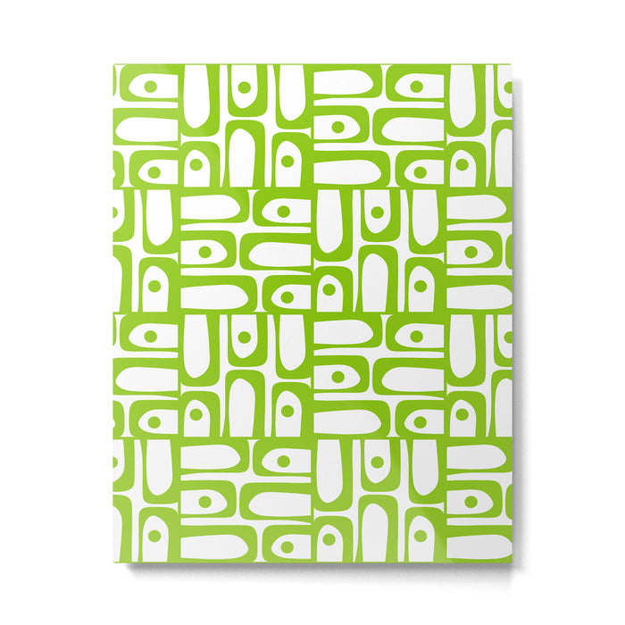 Mid Century Modern Abstract Lime Green and White Piquet Multi Pattern Metal Print Gallery Image 1