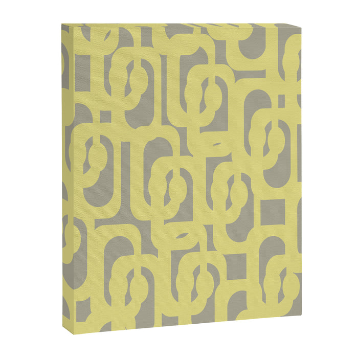 Mid Century Modern Abstract Loop Pattern in Light Linden Yellow and Gray Canvas Print Gallery Image 1