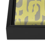 Mid Century Modern Abstract Loop Pattern in Light Linden Yellow and Gray Framed Canvas Print Gallery Image 3