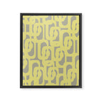 Mid Century Modern Abstract Loop Pattern in Light Linden Yellow and Gray Framed Canvas Print Gallery Image 8