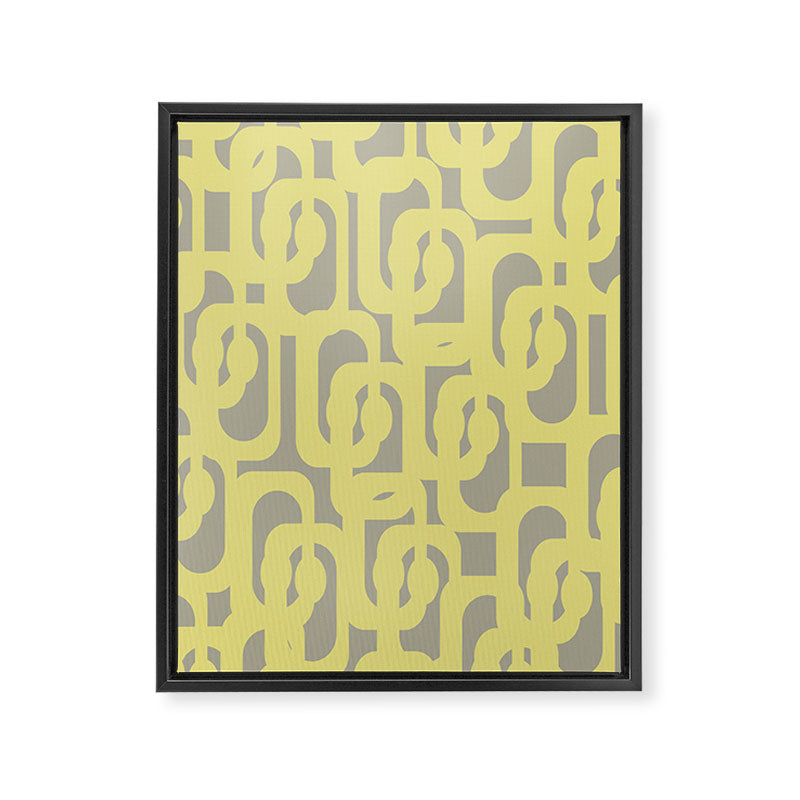 Mid Century Modern Abstract Loop Pattern in Light Linden Yellow and Gray Framed Canvas Print Gallery Image 8