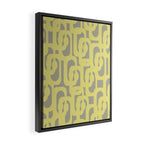 Mid Century Modern Abstract Loop Pattern in Light Linden Yellow and Gray Framed Canvas Print Gallery Image 2
