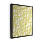 Mid Century Modern Abstract Loop Pattern in Light Linden Yellow and White Framed Canvas Print Gallery Image 2