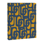Mid Century Modern Abstract Loop Pattern in Navy Blue and Mustard Ochre Canvas Print Gallery Image 8