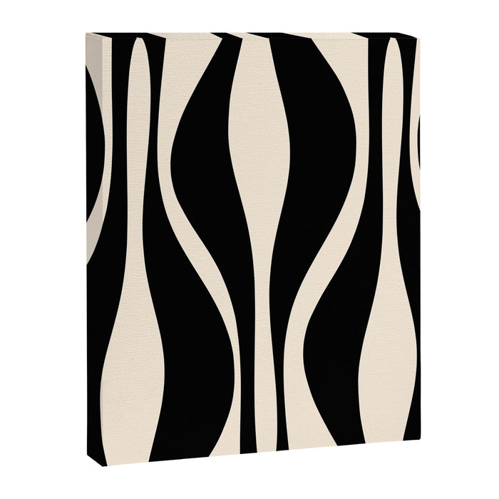 Mid Century Modern Abstract Lounge Pattern in Black and Almond Cream  Canvas Print Gallery Image 1