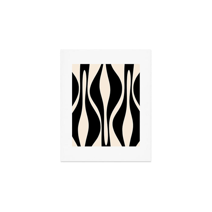 Mid Century Modern Abstract Lounge Pattern in Black and Almond Cream  Art Print Gallery Image 1