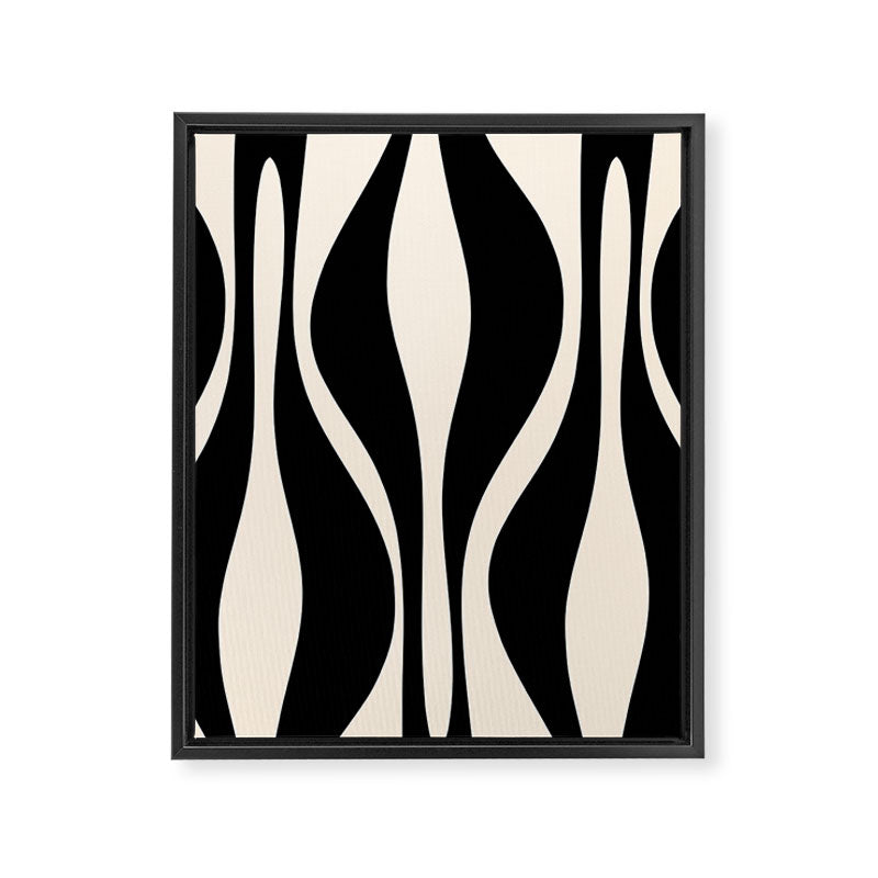 Mid Century Modern Abstract Lounge Pattern in Black and Almond Cream  Framed Canvas Print Gallery Image 8