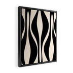 Mid Century Modern Abstract Lounge Pattern in Black and Almond Cream  Framed Canvas Print Gallery Image 2