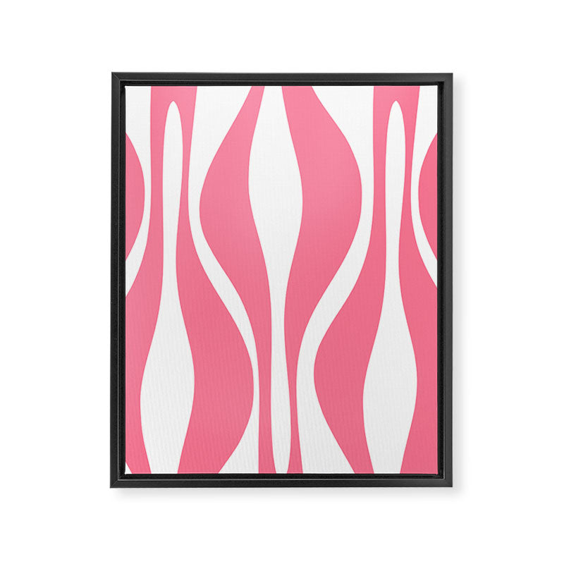 Mid Century Modern Abstract Lounge Pattern in Pink and White Framed Canvas Print Gallery Image 8