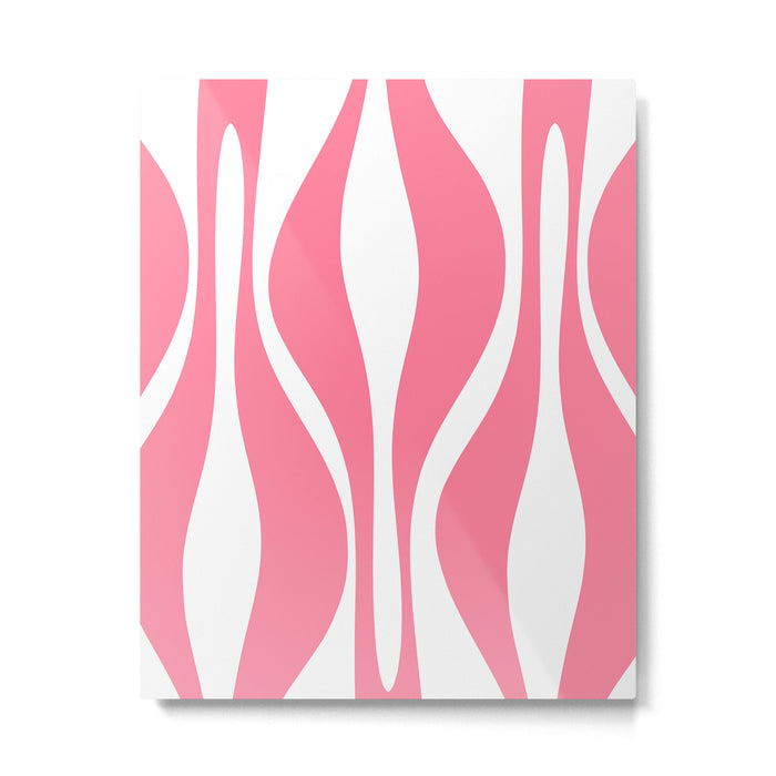 Mid Century Modern Abstract Lounge Pattern in Pink and White Metal Print Gallery Image 1