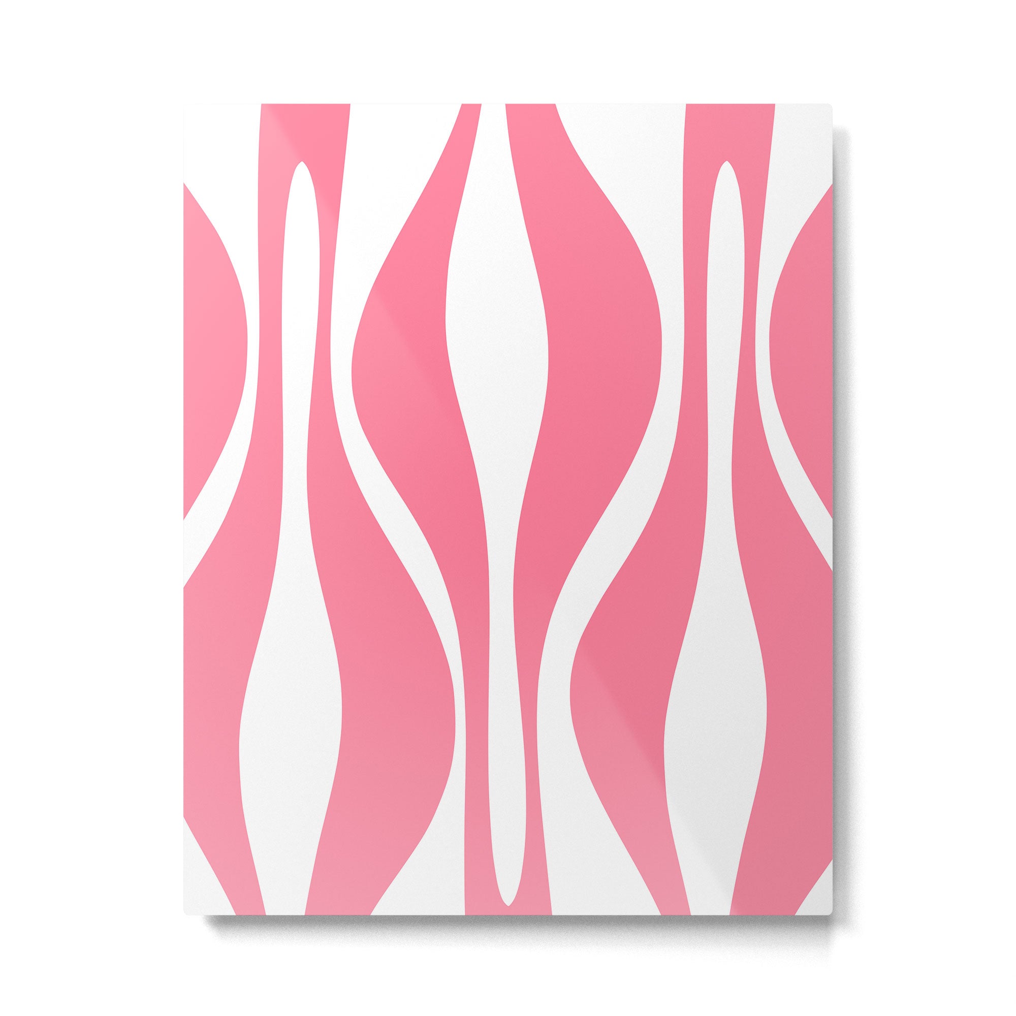 Mid Century Modern Abstract Lounge Pattern in Pink and White Metal Print Gallery Image 6