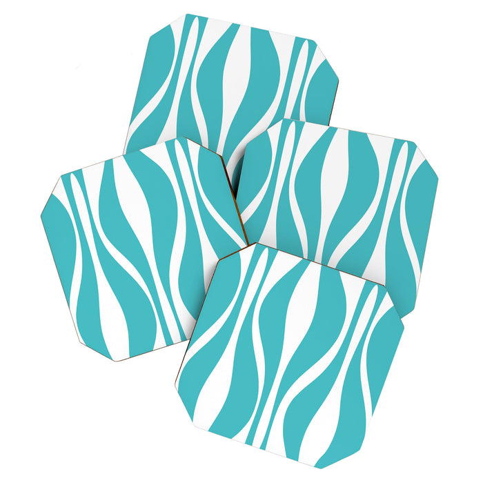 Mid Century Modern Abstract Lounge Pattern in Turquoise Coaster Gallery Image 1