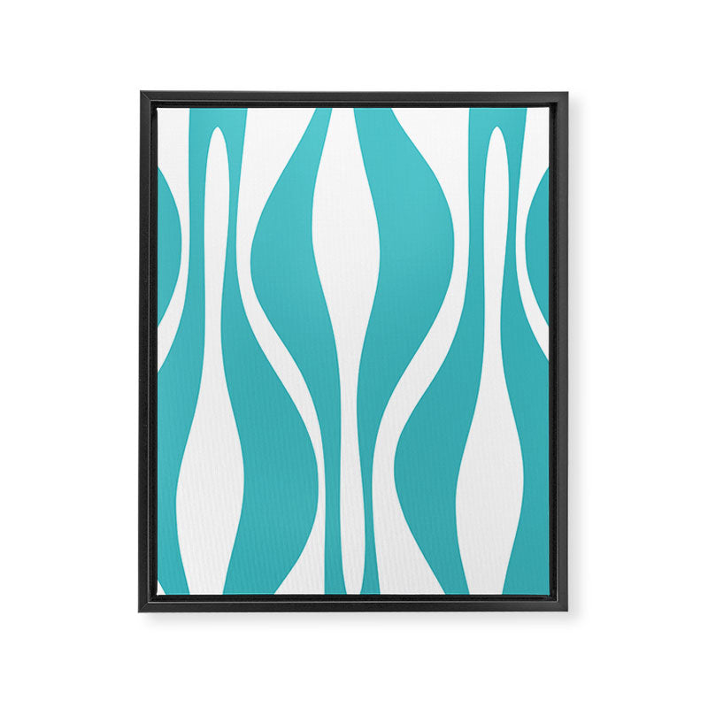 Mid Century Modern Abstract Lounge Pattern in Turquoise Framed Canvas Print Gallery Image 8