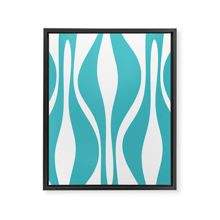 Mid Century Modern Abstract Lounge Pattern in Turquoise Framed Canvas Print Gallery Image 1