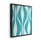 Mid Century Modern Abstract Lounge Pattern in Turquoise Framed Canvas Print Gallery Image 2