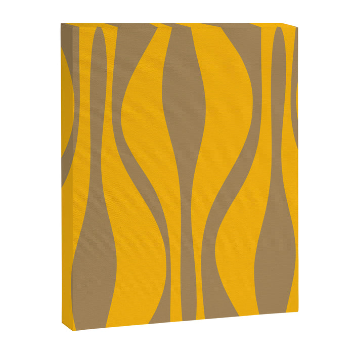 Mid Century Modern Abstract Lounge Pattern in Yellow Orange and Coffee Brown Canvas Print Gallery Image 1