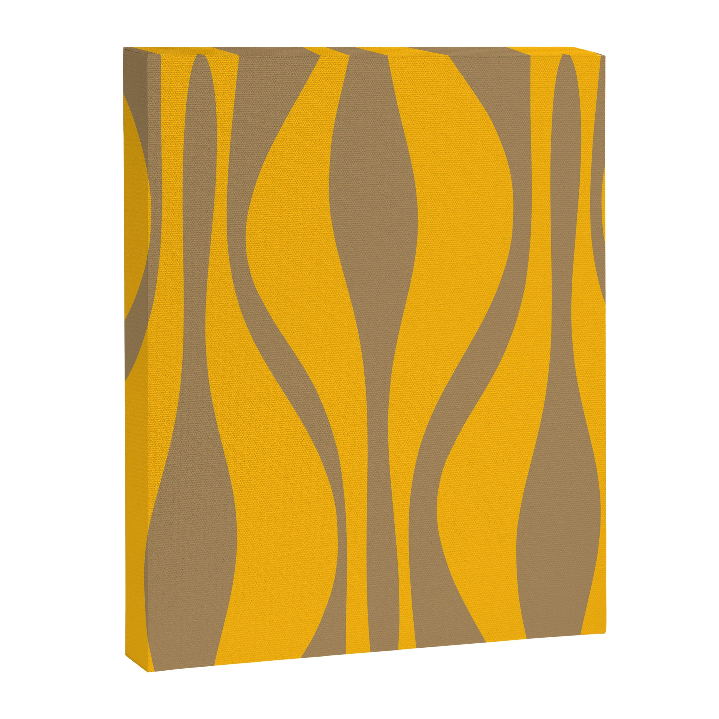 Mid Century Modern Abstract Lounge Pattern in Yellow Orange and Coffee Brown Canvas Print Gallery Image 8