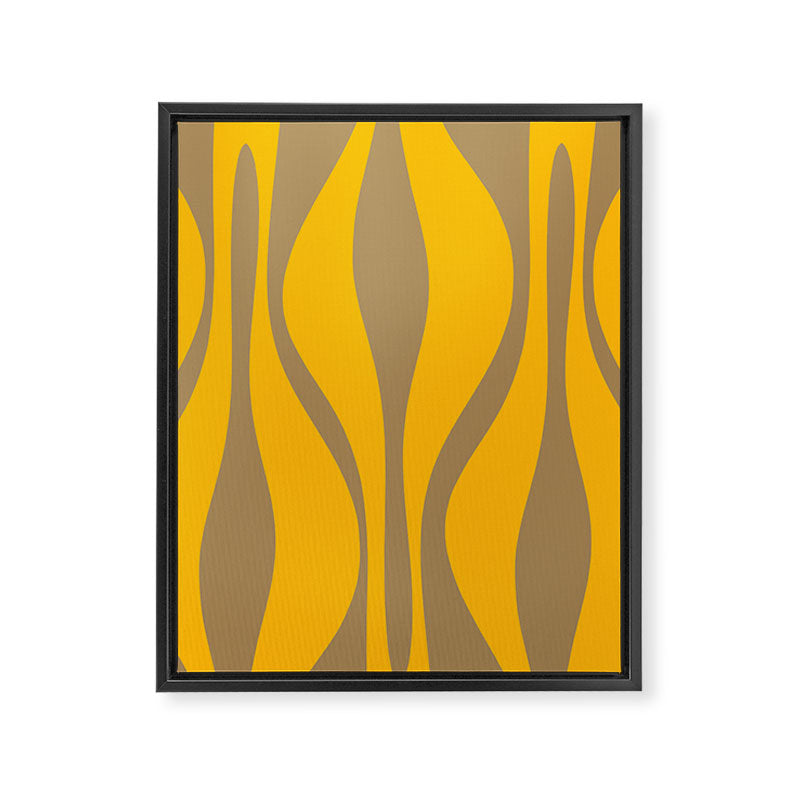 Mid Century Modern Abstract Lounge Pattern in Yellow Orange and Coffee Brown Framed Canvas Print Gallery Image 8